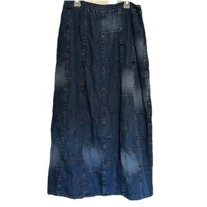 Studio West Womens Denim Patchwork Skirt Medium Cotton Y2K Boho Festival
